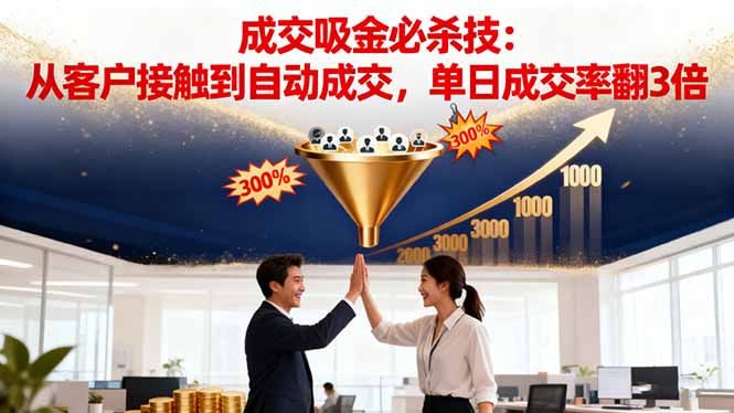 吸金成交营销必杀技：从客户接触到自动成交，单日成交率翻3倍-天韵资源网