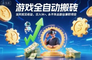 游戏全自动搬砖，当天就见收益，日入1K+，永不失业副业兼职项目【揭秘】-天韵资源网