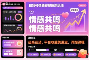 视频号情感赛道新玩法，超高互动，平台收益美滋滋，详细课程-天韵资源网