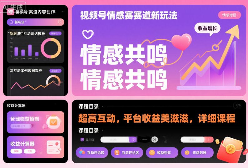 视频号情感赛道新玩法,超高互动,平台收益美滋滋,详细课程-天韵资源网