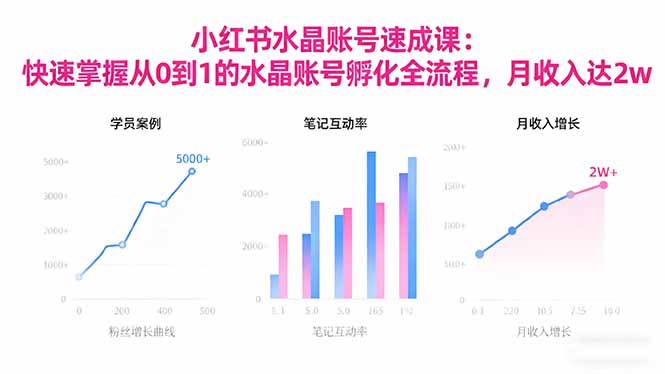 2025小红书水晶账号速成课：快速掌握从0-1水晶账号孵化全流程，月收入达2w-天韵资源网