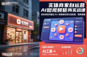 实体商家自运营AI短视频矩阵实战课，实体店如何通过AI+短视频实现引流拓客、团购增量-天韵资源网