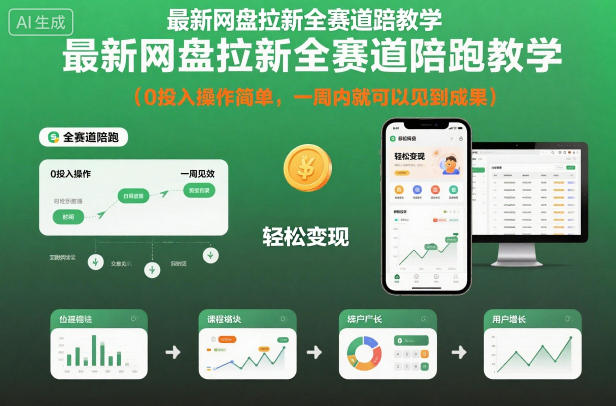 最新网盘拉新全赛道陪跑教学,0投入操作简单,一周内就可以见到成果-天韵资源网