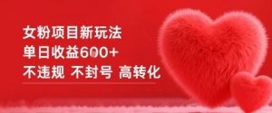 女粉项目新玩法单日收益6张+不违规不封号高转化-天韵资源网