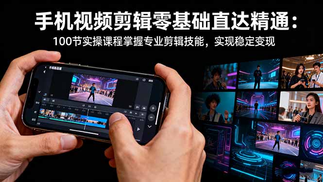 手机视频剪辑零基础直达精通:100节实操课程掌握专业剪辑技能,实现稳…-天韵资源网