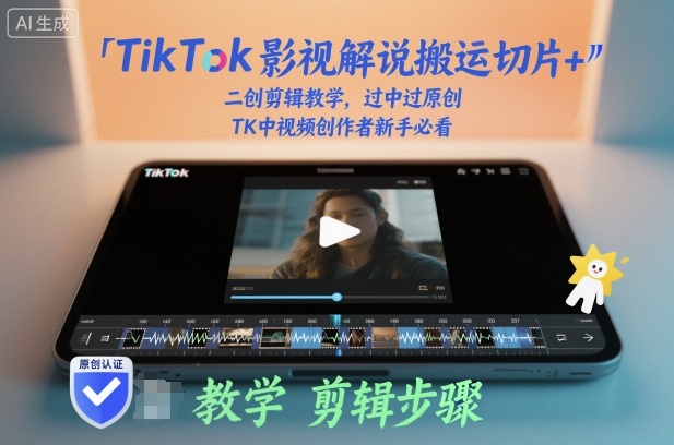 TikTok影视解说搬运切片+二创剪辑教学,过中过原创,TK中视频创作者新手必看-天韵资源网