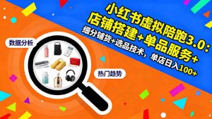 小红书虚拟陪跑3.0：店铺搭建+单品服务+细分铺货+选品技术，单店日入100+-天韵资源网