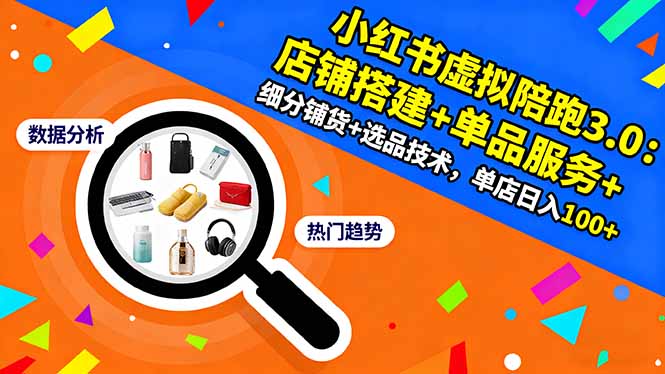 小红书虚拟陪跑3.0:店铺搭建+单品服务+细分铺货+选品技术,单店日入100+-天韵资源网