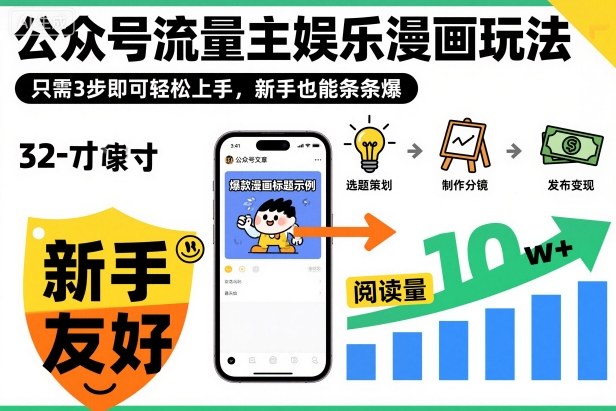 公众号流量主娱乐漫画玩法,只需3步即可轻松上手,新手也能条条爆-天韵资源网