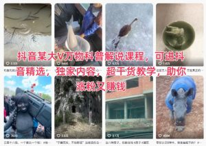 抖音某大V万物科普解说课程，可进抖音精选，独家内容，超干货教学，助你涨粉又賺钱-天韵资源网
