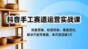 抖音手工赛道运营实战课,流量思维、标签机制、垂直定位,解决不起号难题,单月变现破3万-天韵资源网