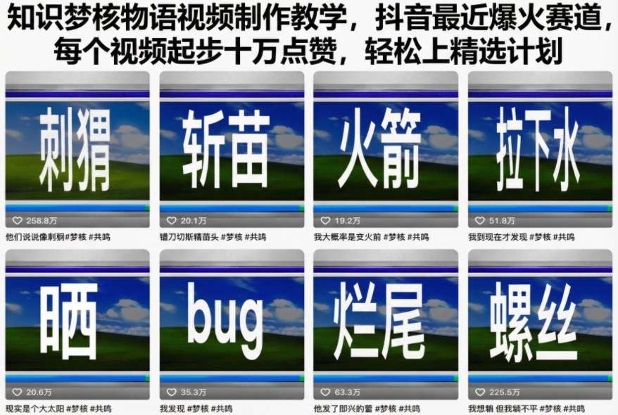 知识梦核物语视频制作教学,抖音最近爆火赛道,每个视频起步十万点赞,轻松上精选计划-天韵资源网