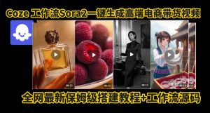 coze智能体sora2一键生成电商带货高端视频工作流保姆级拆解教程,无需剪辑,无需拍摄-天韵资源网