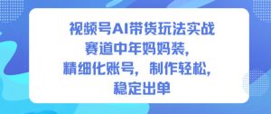 视频号AI带货玩法实战,赛道中年妈妈装,精细化账号,制作轻松,稳定出单-天韵资源网