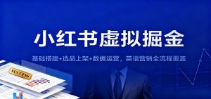 小红书虚拟掘金：基础搭建+选品上架+数据运营，英语营销全流程覆盖-天韵资源网