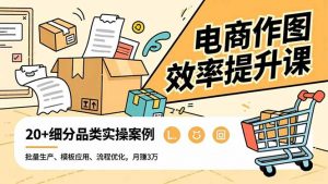 电商作图效率提升课，批量生产、模板应用、流程优化，20+细分品类实操案例，月赚3万-天韵资源网