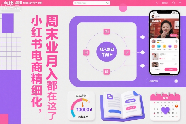 小红书电商精细化运营全流程,周末副业月入1W+,全套方法都在这了-天韵资源网