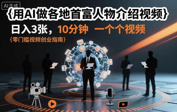 用AI做各地首富人物介绍视频，日入3张，10分钟一个视频-天韵资源网