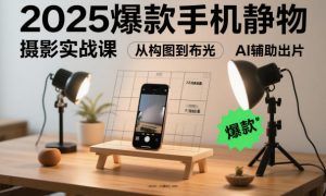2025爆款手机静物摄影实战课，从构图到布光，不用贵设备，AI辅助出片-天韵资源网