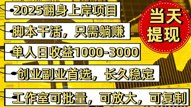 2025翻身上岸项目脚本干活,内部客户经理内部开号,单人日收益1000-300…-天韵资源网