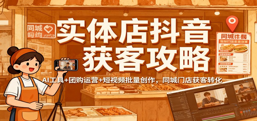 图片[1]-实体店抖音获客攻略：AI工具+团购运营+短视频批量创作，同城门店获客转化-天韵资源网