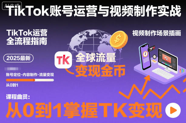 2025最新TikTok账号运营与视频制作实战全流程,从0到1掌握TK变现(含11月最新TK搬运技术)-天韵资源网