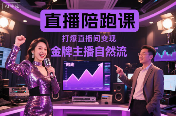 直播陪跑课，金牌主播自然流打爆直播间，复制高变现玩法-天韵资源网