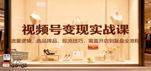 视频号变现实战课：流量逻辑、选品排品、投流技巧，覆盖开店到复盘全流程-天韵资源网