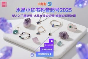 水晶小红书抖音起号2025,新人入门基础课+水晶专业知识课+销售知识进阶课-天韵资源网