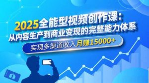 2025全能型视频创作课:从内容生产到商业变现的完整能力体系,实现多渠道收入月赚15000+-天韵资源网