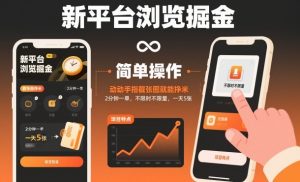 新平台浏览掘金，动动手指截张图就能挣米，2分钟一单，不限时不限量，一天5张【揭秘】-天韵资源网