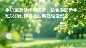 手机摄影之画意创作训练营:适合摄影新手、短视频创作者及后期处理爱好者-天韵资源网