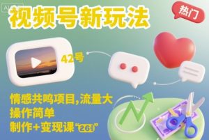 视频号新玩法，情感共鸣项目，流量大，操作简单，制作+变现课-天韵资源网
