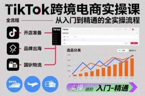 TikTok跨境电商实操课，从入门到精通的全实操流程-天韵资源网