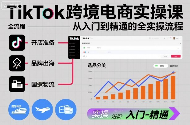 TikTok跨境电商实操课，从入门到精通的全实操流程-天韵资源网
