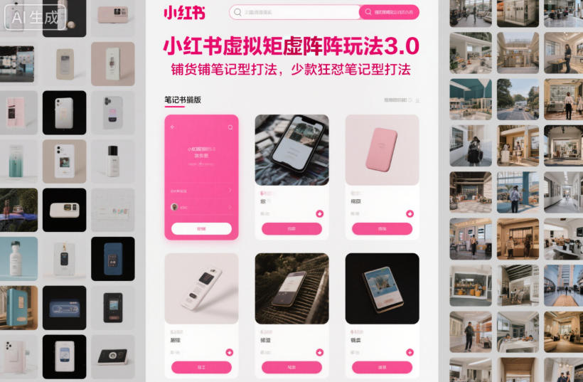 小红书虚拟矩阵玩法3.0，铺货铺笔记型打法，少款狂怼笔记型打法-天韵资源网