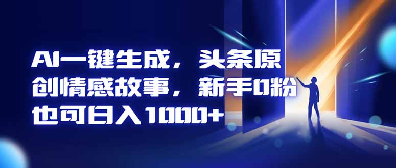 AI一键生成,头条原创情感故事,新手0粉也可日入1000+-天韵资源网