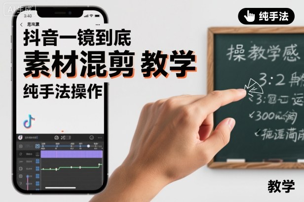 抖音一镜到底素材混剪教学，纯手法操作-天韵资源网