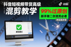 抖音短视频带货高级混剪教学，99%过原创，新手做二创混剪必看-天韵资源网