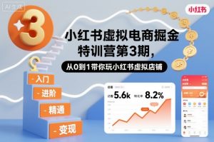 小红书虚拟电商掘金特训营第3期,从0到1带你玩小红书虚拟店铺-天韵资源网