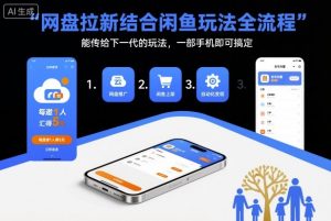 网盘拉新结合闲鱼玩法全流程，能传给下一代的玩法，一部手机即可搞定(附入口渠道以及实操教程)-天韵资源网