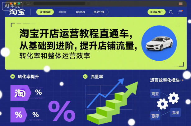 淘宝开店运营教程直通车，从基础到进阶，提升店铺流量，转化率和整体运营效率(更新11月)-天韵资源网