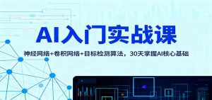 AI入门实战课：神经网络+卷积网络+目标检测算法，30天掌握AI核心基础-天韵资源网