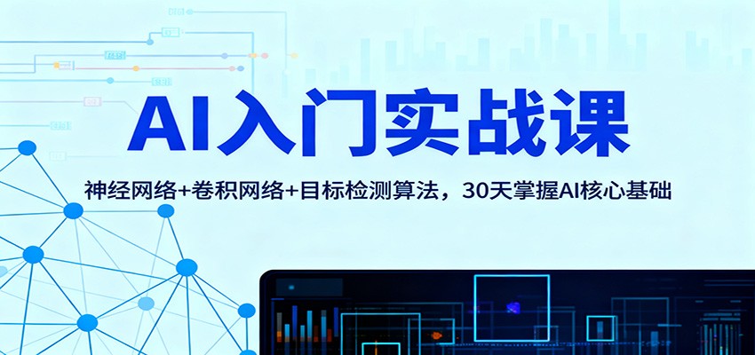 AI入门实战课：神经网络+卷积网络+目标检测算法，30天掌握AI核心基础-天韵资源网