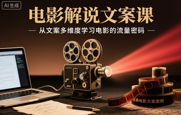 电影解说文案课,从文案多维度学习电影的流量密码-天韵资源网