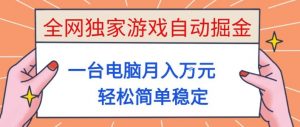 全网独家游戏自动掘金，一台电脑月入1W+，轻松简单稳定，适合新手小白【揭秘】-天韵资源网