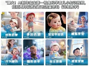 爆火!AI制作宝宝第一视角科学育儿小知识视频,短短两月获赞百万的流量密码(详细教学)-天韵资源网