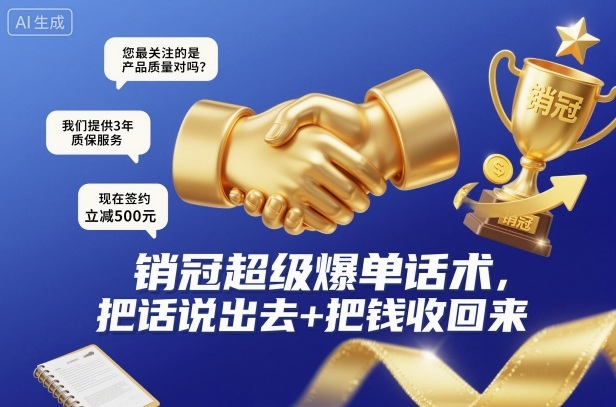 销冠超级爆单话术，把话说出去+把钱收回来-天韵资源网