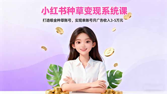 小红书种草变现系统课:打造吸金种草账号,实现单账号月广告收入3-5万元-天韵资源网