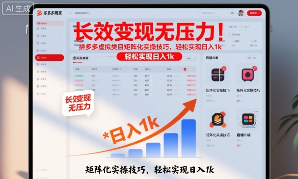 长效变现无压力！拼多多虚拟类目矩阵化实操技巧，轻松实现日入1k【揭秘】-天韵资源网